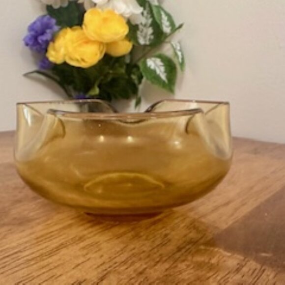 Vintage Amber Glass Chip and Dip Set Mid-Century Modern Two-Piece‎ Entertaining - Picture 8 of 8